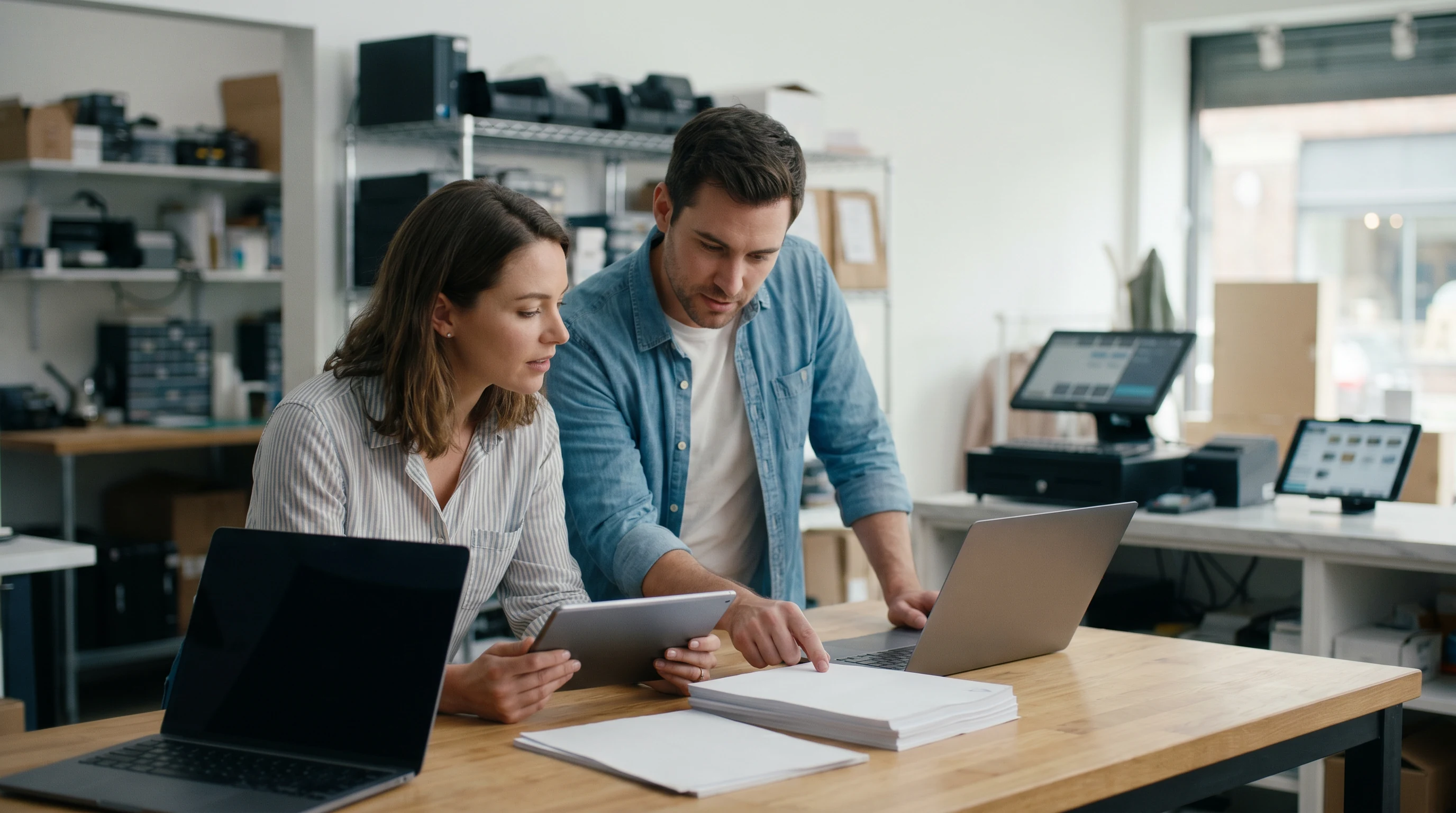 Retail technology operations with software, devices, and secure data flows